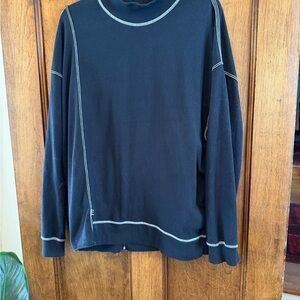 BDG Black Turtleneck Sweater with White Stitching